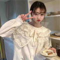ချည်သားရှပ်အင်္ကျီ ဇာပါ လက်ရှည် Cotton Shirt with lace long sleeve elegance and trendy comfortable and cozy AyeyarMark. 