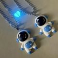 cute space astronaut cartoon magnetic heart necklaces  couple friendship bff best friends  necklaces. 