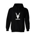 Black Markhor printed pullover hoodie. 