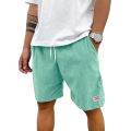 Summer Men's Solid Corduroy Shorts with Drawstring Casual Elastic Waist Fit for Outdoor Daily Activities Streetwear.