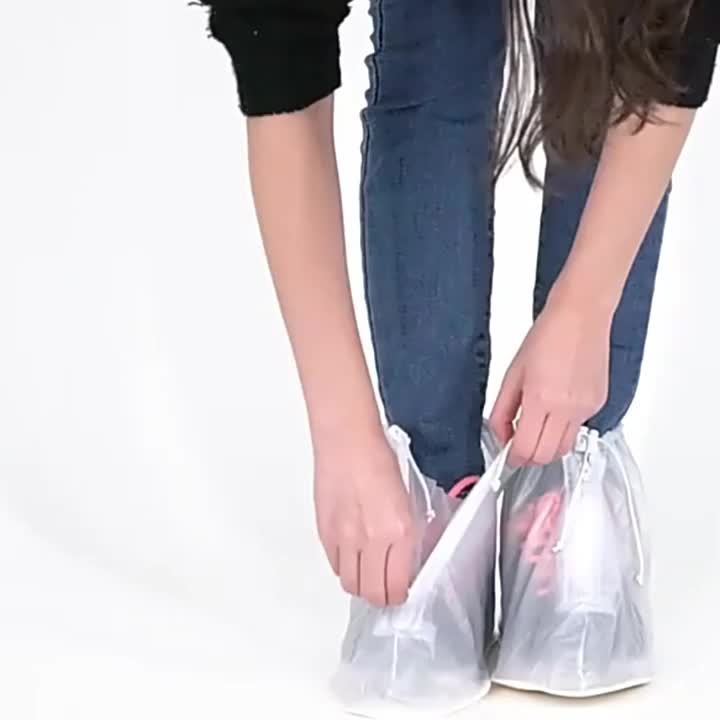1 Pair PVC Waterproof Shoe Cover Transparent Reusable Anti-slip Rain Shoe Cover Suitable for Outdoor Men & Women