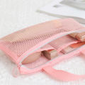 Pink Mesh Multi-Pocket Mini Makeup Bag Swimming Bag Portable Travel Storage Bag Portable Bath Bag Beach Bag One Pack.