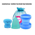 Silicone Menstrual Cup+Folding Cup,used for Female Menstrual Period,Reusable Menstruation Collector+Face Cleansing Brush.