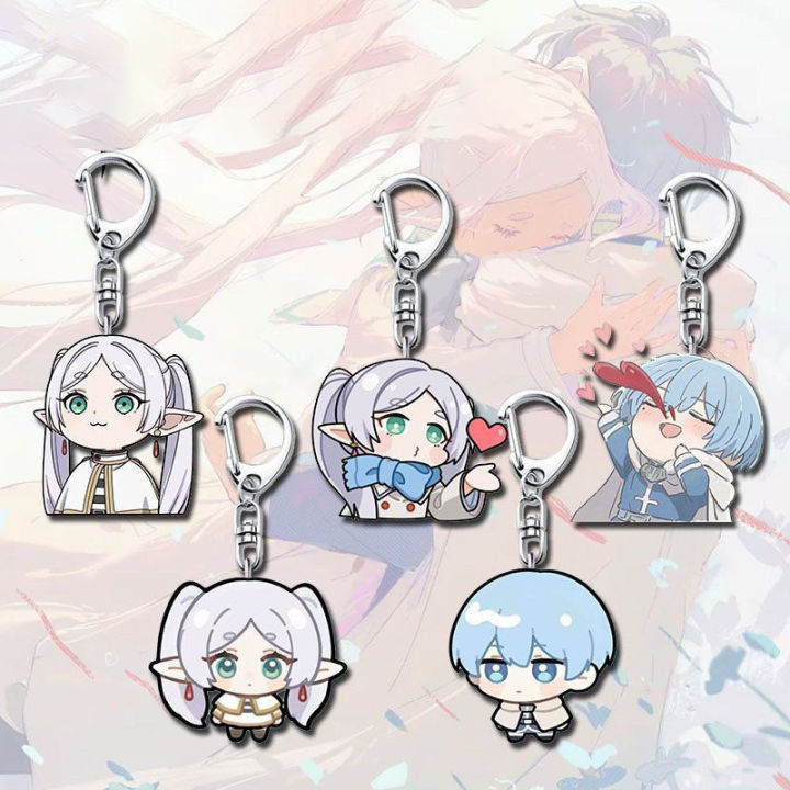 Anime Frieren Acrylic Keychain Kawaii Cosplay Keyring Key Chain Bag Charm Accessories Ornament Props For Friends