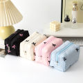 1pc Bowknot pencil case, with zipper portable stationery case storage bag ,study supplies large capacity fashionable pencil case.
