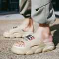 Men Thick Sole Summer Beach Slides Bathroom Anti Slip Slipper Soft Sandals Simplicity Ultra Light Letter Shoes Men Slippers. 