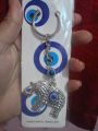 Silver Elephant Evil Eye Charm Keychain. 