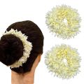 Mogra Gajra Hair Accessories for Women & Girls - Hair Flower Bun Artificial Fake Gajra Scrunchies Rubber Band to Wear on Wedding. 