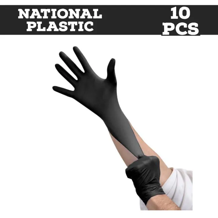 10%20Pcs%20Black%20Kitchen%20Disposable%20Gloves%20Waterproof%20Thickenend%20Hygiene%20&%20Protective%20NITRILE%20Gloves%20-%20Image%202