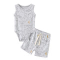 Kiddiezoom Summer Cartoon Sleeveless Newborn Clothes Sets Baby Boy Girl Bodysuits+Pants Cotton Soft Infant Outfits.