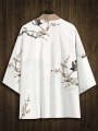 RANMARU KIMONO Men's Summer Short-sleeved Printed Shirt Shirt Fashion National Trend Harajuku Retro Cardigan and Clothing.