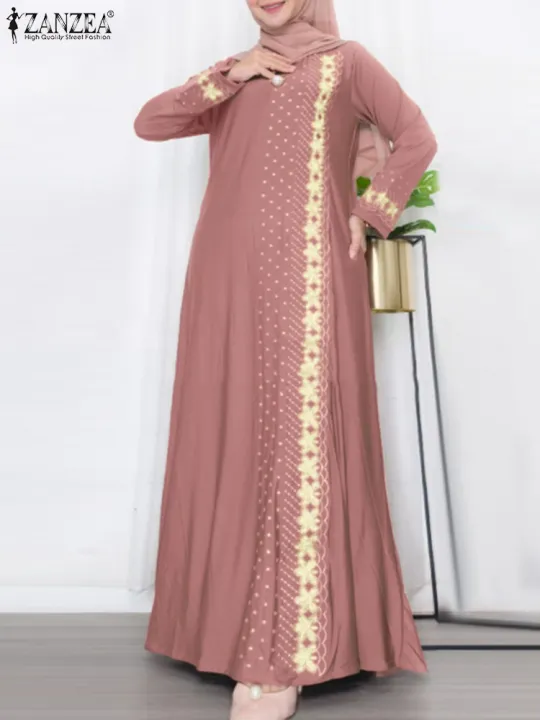 ZANZEA%20Muslim%20Fashion%20Dresses%20Abaya%20Women%20Elegant%20Long%20Sleeve%20Floral%20Printed%20Maxi%20Sundress%20Vestidos%20Kaftan%20IsIamic%20Robe%20Ramadan%20-%20Image%202