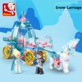 Sluban 191PCS Friends Winter Princess Ice and Snow Carriage Assembly Bricks Creative Building Blocks Educational Toys for Girls. 