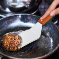 Stainless Steel Square Head Steak Cooking Spatula Wood Handle Pizza Shovel Pancake Beef Turner Scraper BBQ Utensils For Kitchen. 