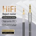 Gold Plated Aux Adapter Cable, 3.5mm to 6.35 Mm, 3.5 Jack to 6.5 Jack, Male to Male, Audio to Amplifier Cable.