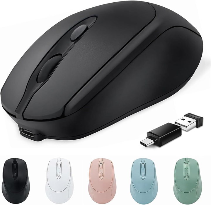Rechargeable Wireless Mouse 2.4G Bluetooth-Compatible Wireless Computer ...