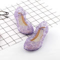 New Summer Sandals Girls Princess Shoes Children PVC Jelly Shoes Cinderella Crystal Shoes Kids Slope Heel Sandals Size:25-37#. 