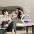 BT3401 G Shape Lamp Speaker Portable Bluetooth Speaker With Digital clock Fast Wireless Charging 15W  Rechargeable Speaker With RGB Colorful Lights Best For Room Decor and Birthday Wishes Big Size Speaker for Side Table. 