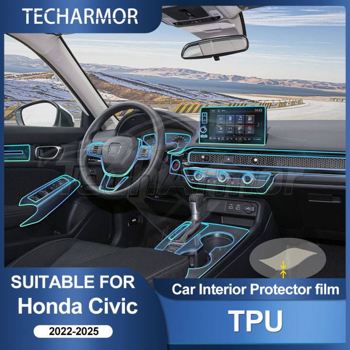 Car Interior TPU Protector Anti-scratch Film For Honda Civic 2022-2025 Auto Protective Transparent Anti-tear Sticker Accessories