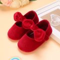 Newborn Infant Baby Girls Shoes Velvet Red Christmas 0-18M Princess Girl Baby Shoes Bow First Walkers. 