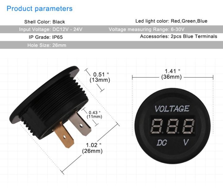 Car%20Motorcycle%20Voltmeter%20DC%205-48V%20Mini%20Digital%20WaterproofLED%20Panel%20Tester%20Display%20Round%20Volt%20Meter%20Gauge%20-%20Image%203