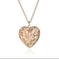 Elegant Vintage Heart Locket Pendant Necklace for Women & Girls – Gold Plated Hollow Carved Design – Photo Holder Gift Jewelry – Romantic Anniversary/Birthday Present. 