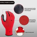 3Pairs - Nylon Rubber Coated Safety Hand Gloves - Red, Cut-Resistant & Chemical-Resistant for Industrial, Household, & Bike Riding (6 Pieces) Made In China.
