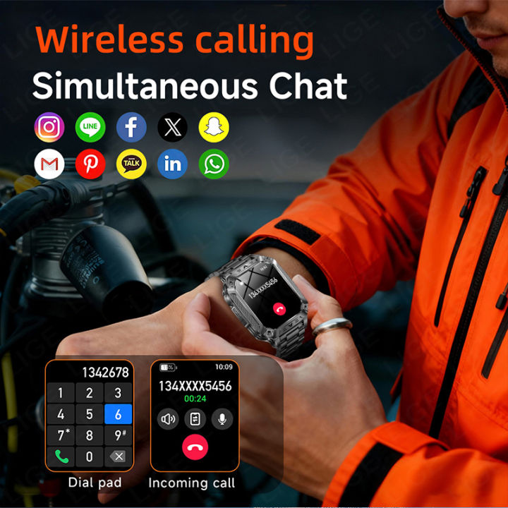LIGE%20%20Smart%20Watch%20Men%201400mAh%20Big%20Battery%20Outdoor%20Flashlight%20Fitness%20Tracker%202.01inch%20Screen%20Bluetooth%20Call%20Snartwatch%20-%20Image%202