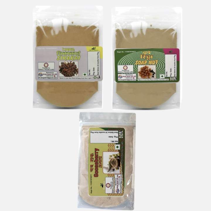 Combo Hair Pack of Powder Amala Rittha And Sikakai 100 gm Each - Total 300Gm