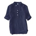 Men's Plus Size Kurta T-Shirt Linen Short Sleeve Plain Shirt Casual Muslimah Raya Shirts Tops Baju Kemeja Lelaki Berkolar. 