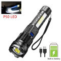 High Power White Laser LED Flashlight Built-in Battery USB Rechargeable Strong Light Tactical Torch Outdoor Camping Hiking Lamp. 