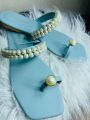 Stylish Flat unique Zellbury slide having Pearls match on top | Sandal for women. 
