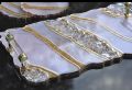 HANDMADE Large Rose Gold Glitter Decorative Resin tray Elegant Tray W/ Crystal Clear & Gold Handles Perfume Tray Geode Resin Tray Coasters. 