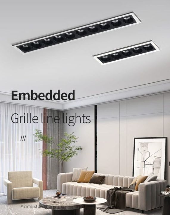 Embedded LED Linear Light Black&White Body( Laser Blade ) 20 Watt Ceiling Light  2" By 6" Size Aluminum