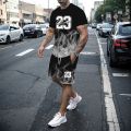 Men's T-shirt set summer fashion creative 3D printed pattern size 23 printed shorts short sleeved combination casual two-piece s.