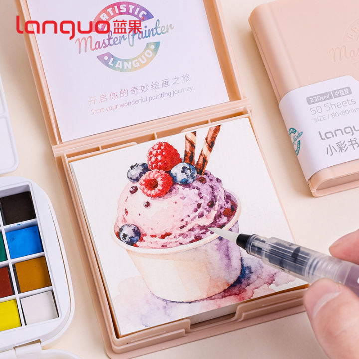 Languo%20Watercolor%20Painting%20Book%20Tearable%20Drawing%20Notebook%20Sketchbook%20Handbook%20230gsm%20Paper%2050sheet%20Mini%20Portable%20Art%20Drawing%20Pad%20-%20Image%202