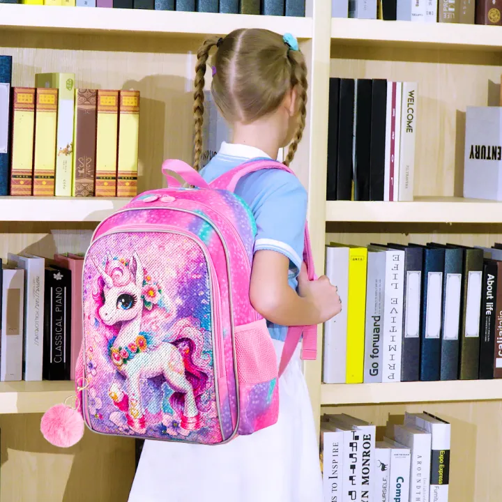 3PCS%20Unicorn%20Backpack%20for%20Girls,%2016"%20Sequin%20Kids%20Bookbag%20and%20Lunch%20Box,%20Preschool%20Backpacks%20for%20Elementary.%20-%20Image%204