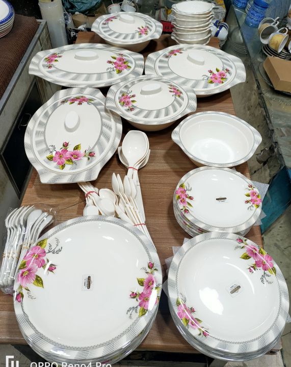 Melamine Dinner Set 80 Pcs Double Glaze 8 Persons Serving Pleasant Premium Quality Heavyweight