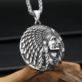 Gothic Vintage Stainless Steel Indian Chief Head Pendant Necklaces For Men Biker Classic Ethnic Style Jewelry s Wholesale. 