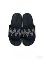 Lightweight Anti-Slip Fly Knit Slides for Men – Soft Black/White Print Slippers for All-Day Comfort. 