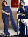 Fancy Stitched Saree for Girls – Embroidered Silk & Chiffon. 