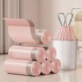 50/100pcs Extra Thick Pink Drawstring Trash Bags - Portable Durable Trash Bags for Kitchen, Bathroom, Bedroom and Living Room.