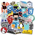 50pcs Internet Programming Stickers Python Java Geek Php Docker Html Bitcoin Vinyl Decals Laptop Phone Kids Sticker Toy Gift.