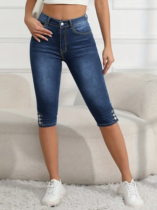 Women%20Slim-Fit%20Capri%20Denim%20Jeans%20Button%20Pockets%20Zipper%20Casual%20Style%20Denim%20Pants%20Fashionable%20Deep%20Blue%20Denim%20Calf-Length%20Pants%20-%20Image%203