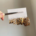 10 Pcs Acrylic Pearl C-shaped Leopard Print Earring for Women European and American Metal Earrings Light Luxury Accessories.