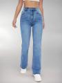 New women's hot jeans slimming European and American style casual versatile high waist washed Denim trousers for women. 