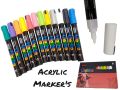 acrylic markers for painting by ulebbe 12 colours no 1001 professional water based pigment ink non toxic strong adhesion and sun proof waterproof no fading suitable for people aged 6 to 14 and above it contains small parts keep children from swallowing. 