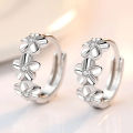 925 Sterling Silver Needle Earrings for Women's Wedding Fashion High Quality Jewelry Crystal Zircon Flower Cute Stud. 