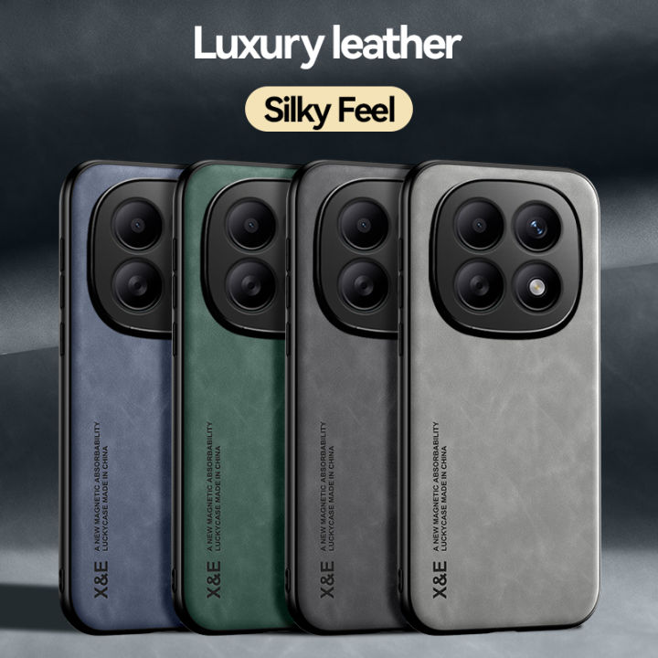 Luxury Leather Case for  Redmi Note 15 5G Magnetic Car Holder Phone Shell for Redmi note15pro+ Note14Pro+ 5G Fundas