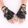 Unisex Fingerless Driving PU Leather Gloves Motor Cool Rivet  Disco Dancing Rock and Roll Black Red White Punk Gloves. 